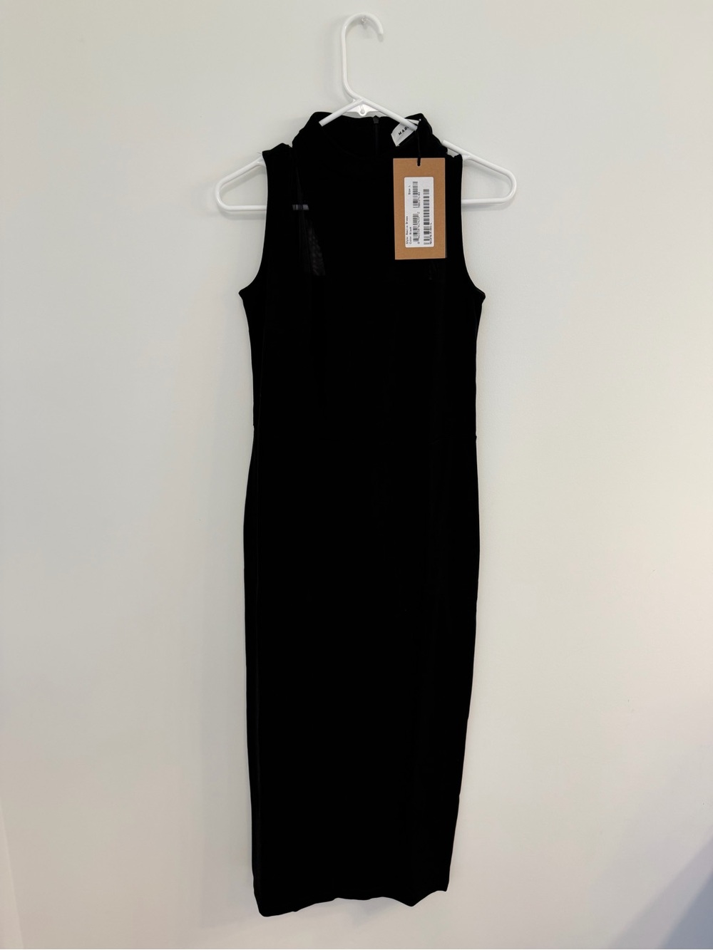 Classic Sleeveless Black Midi Dress with Mock Neck